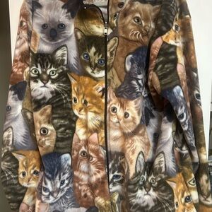 Cozy Cat Patterned Fleece Jacket